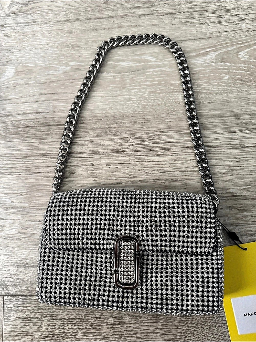 Marc Jacobs The Rhinestone J Marc Mini Shoulder Bag Silver & Black